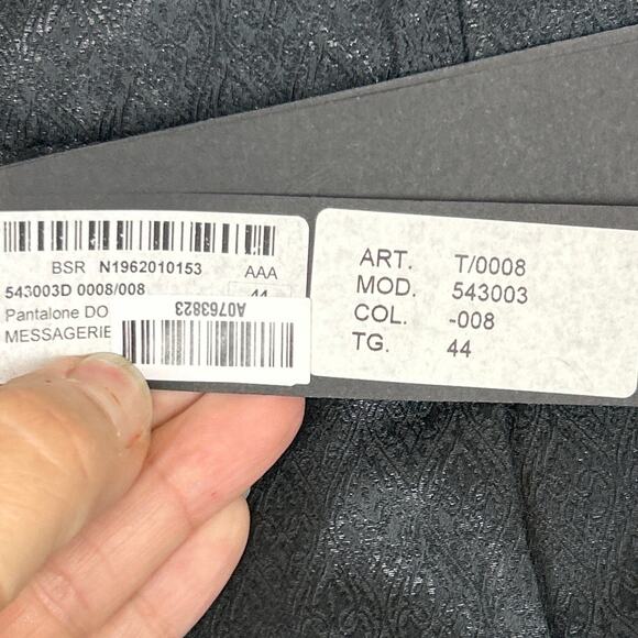 Messagerie Patrizio Piscaglia Women’s 12 Black Jacquard Straight Dress Pants New - Picture 3 of 6